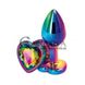 Дополнительное фото Анальная пробка Colorful Metal Heart Loveshop разноцветная 7,5 см
