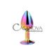 Додаткове фото Анальна пробка з каменем Gleaming Love Multicolour Plug Small кольорова 7,1 см