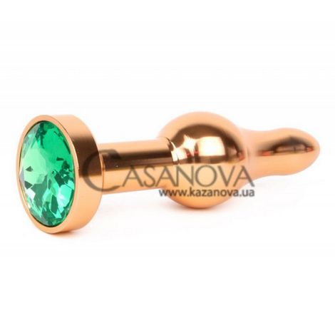 Основное фото Анальная пробка Anal Jewelry Plugs золотистая с зелёным кристаллом 10,3 см