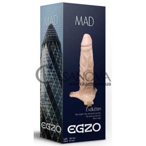 Основне фото Порожнистий страпон Mad Egzo тілесний 18,5 см