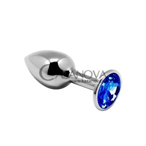 Основне фото Анальна пробка Alive Mini Metal Butt Plug M срібляста з синім 8 см