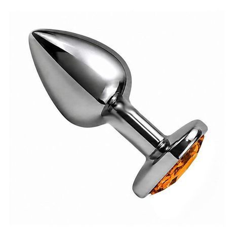 Основное фото Анальная пробка EGZO Dark Silver Heart Plug S серебристая с золотистым кристаллом 7 см