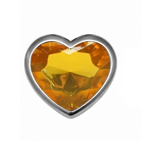 Основное фото Анальная пробка EGZO Dark Silver Heart Plug S серебристая с золотистым кристаллом 7 см