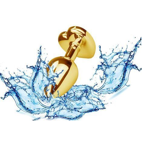 Основне фото Анальна пробка EGZO Gold Heart Plug S золотиста із зеленим кристалом 7 см