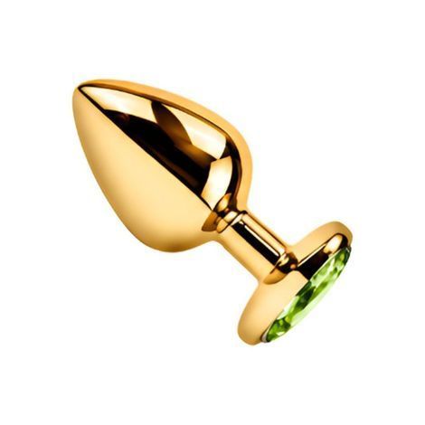 Основне фото Анальна пробка EGZO Gold Heart Plug S золотиста із зеленим кристалом 7 см