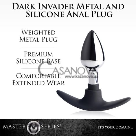 Основне фото Анальна пробка Master Series Dark Invader Anal Plug Metal Small срібляста 11,4 см