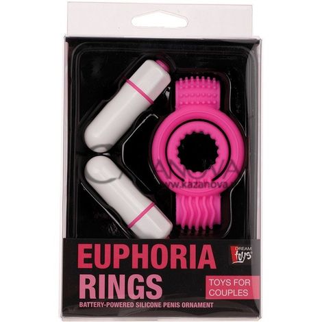 Основне фото Кільце з двома віброкулями Euphoria Rings рожеве