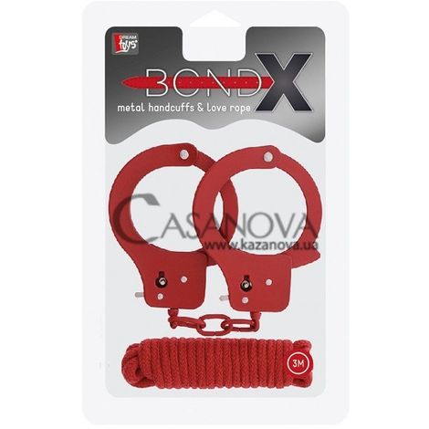 Основне фото Набір для бондажу BondX Metal Handcuffs & Love Rope червоний