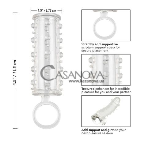 Основное фото Открытая насадка для пениса с кольцом для мошонки Sensation Enhancer прозрачная 11,5 см