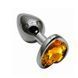Дополнительное фото Анальная пробка EGZO Dark Silver Heart Plug S серебристая с золотистым кристаллом 7 см
