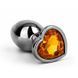 Дополнительное фото Анальная пробка EGZO Dark Silver Heart Plug S серебристая с золотистым кристаллом 7 см