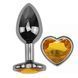 Дополнительное фото Анальная пробка EGZO Dark Silver Heart Plug S серебристая с золотистым кристаллом 7 см