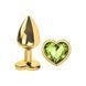 Додаткове фото Анальна пробка EGZO Gold Heart Plug S золотиста із зеленим кристалом 7 см