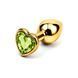Додаткове фото Анальна пробка EGZO Gold Heart Plug S золотиста із зеленим кристалом 7 см