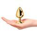 Додаткове фото Анальна пробка EGZO Gold Heart Plug S золотиста із зеленим кристалом 7 см