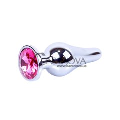 Основное фото Анальная пробка Boss Series Plug-Jewellery Silver BS6400071 серебристая с розовым кристаллом 9,5 см