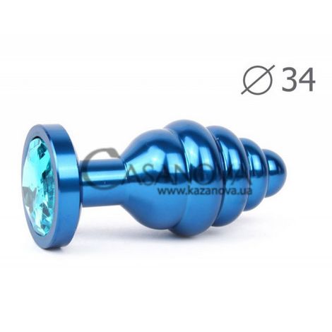Основное фото Анальная пробка Anal Jewelry Plugs Blue Plug Medium голубая с голубым кристаллом 8 см
