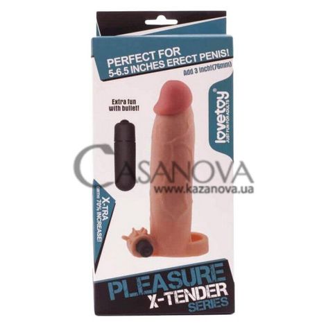 Основное фото Удлиняющая вибронасадка Pleasure X-Tender Series телесная 19 см