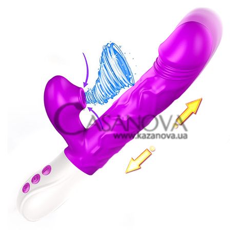 Основное фото Rabbit-вибратор с вакуумом и пульсацией и подогревом Boss of Toys Silicone 3 Thrusting Heating фиолетовый 23 см