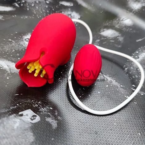Основное фото Вагинально-клиторальный вибратор Flower Love Egg красный