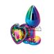 Дополнительное фото Анальная пробка Colorful Metal Heart Loveshop разноцветная 6 см