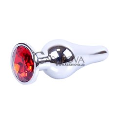 Основне фото Анальна пробка Plug-Jewellery Silver BS6400073 срібляста із червоним кристалом 9,5 см