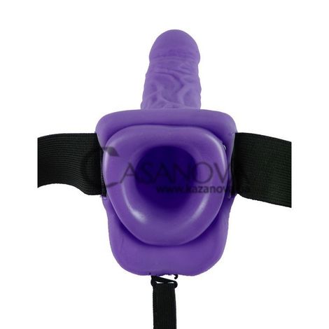 Основне фото Порожнистий вібрострапон 7 Vibrating Hollow Strap-On With Balls фіолетовий 19 см