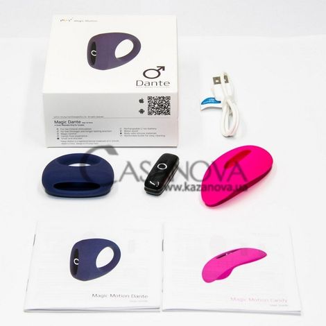 Основное фото Клиторальный стимулятор и эрекционное кольцо Candy & Dante Kit розовый и синий
