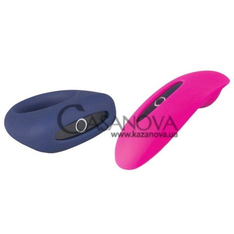 Основное фото Клиторальный стимулятор и эрекционное кольцо Candy & Dante Kit розовый и синий