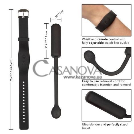 Основне фото Віброкуля з браслетом Wristband Remote Petite Bullet чорний 7 см