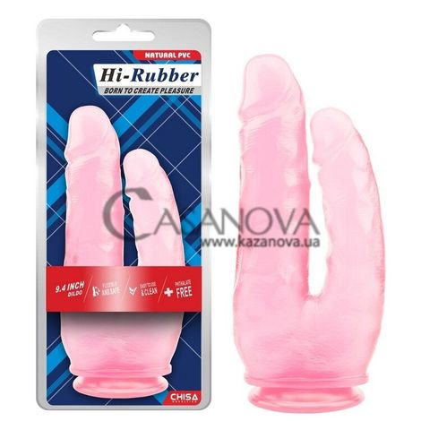 Основне фото Подвійний фалоімітатор Hi-Rubber Born To Create Pleasure 9.4 Inch рожевий 25 см