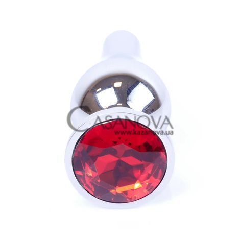 Основное фото Анальная пробка Plug-Jewellery Silver BS6400073 серебристая с красным кристаллом 9,5 см