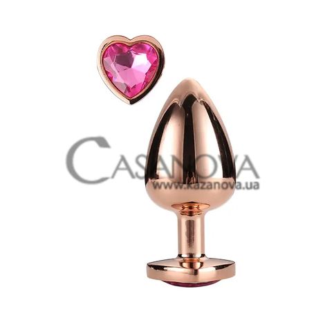 Основное фото Анальная пробка Rose Gold Plug Medium золотистая с розовым камнем 8,3 см