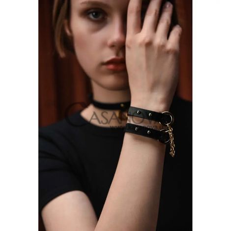 Основное фото Браслет-наручники Upko Luxury Italian Leather Thin Handcuff Bracelets чёрные