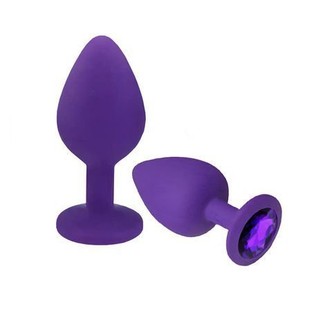 Основне фото Силіконова анальна пробка Crystal Silicone Diamond M фіолетова з фіолетовим кристалом 8,5 см