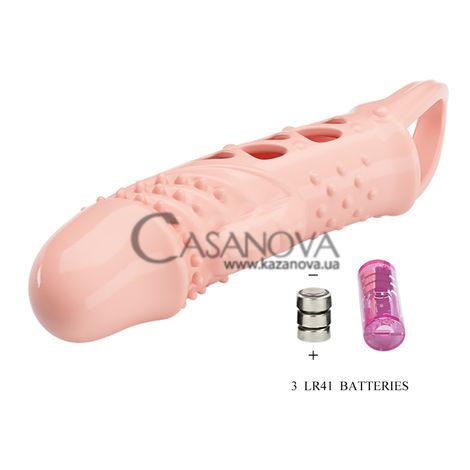 Основне фото Подовжуюча насадка з вібрацією Lybaile Pretty Love Penis Sleeve Cecelia тілесний 18,5 см