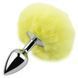 Додаткове фото Анальна пробка EGZO Bunny Tail Silver S срібляста з жовтим хвостом 13,3 см