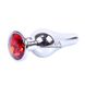 Дополнительное фото Анальная пробка Plug-Jewellery Silver BS6400073 серебристая с красным кристаллом 9,5 см
