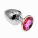 Додаткове фото Металева анальна пробка Crystal L IODU-280938 срібляста з рожевим кристалом 9 см
