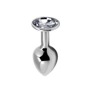 Основне фото Анальна пробка Alive Mini Metal Butt Plug S срібляста з прозорим 7 см
