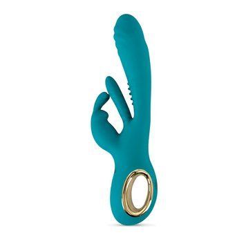 Основное фото Rabbit-вибратор с функцией толчков Sweet Smile Rabbit Vibrator with Thrust Function and G-Spot Stimulation зелёный 25 см