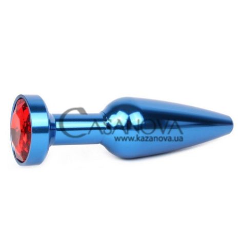 Основное фото Анальная пробка Anal Jewelry Plugs XBLU-16 синяя с красным кристаллом 11,3 см