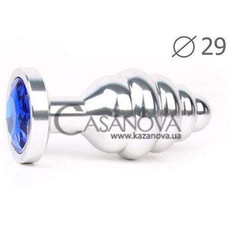 Основное фото Анальная пробка Anal Jewelry Plugs Small серебристая с синим 7,1 см