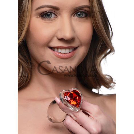 Основное фото Анальная пробка Xr Brands Booty Sparks Red Herat Gem Glass Large прозрачная с красным камнем 9,4 см
