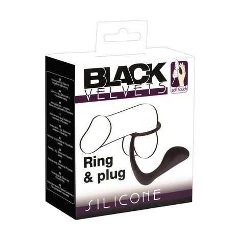 Основне фото Ерекційне кільце з масажером простати Black Velvets Ring & Plug