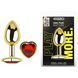 Дополнительное фото Анальная пробка EGZO Gold Heart Plug M золотистая с красным кристаллом 8,2 см