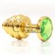 Дополнительное фото Анальная пробка Anal Jewelry Plug Small золотистая с салатовым 10 см