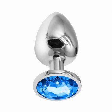 Основное фото Металлическая анальная пробка Crystal L IODU-280935 серебристая с синим кристаллом 9 см