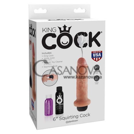 Основне фото Еякулюючий фалоімітатор King Cock 6 Squirting Cock тілесний 15,2 см