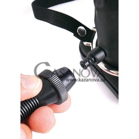 Основне фото Порожнистий вібрострапон 8 Inflatable Vibrating Hollow Silicone Strap-On чорний 20 см